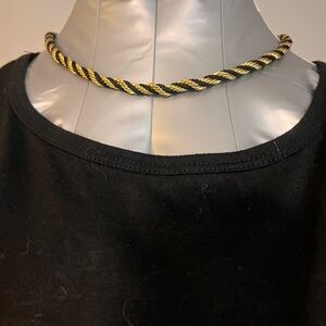 Twisted Rope Choker Necklace in Gold and Black